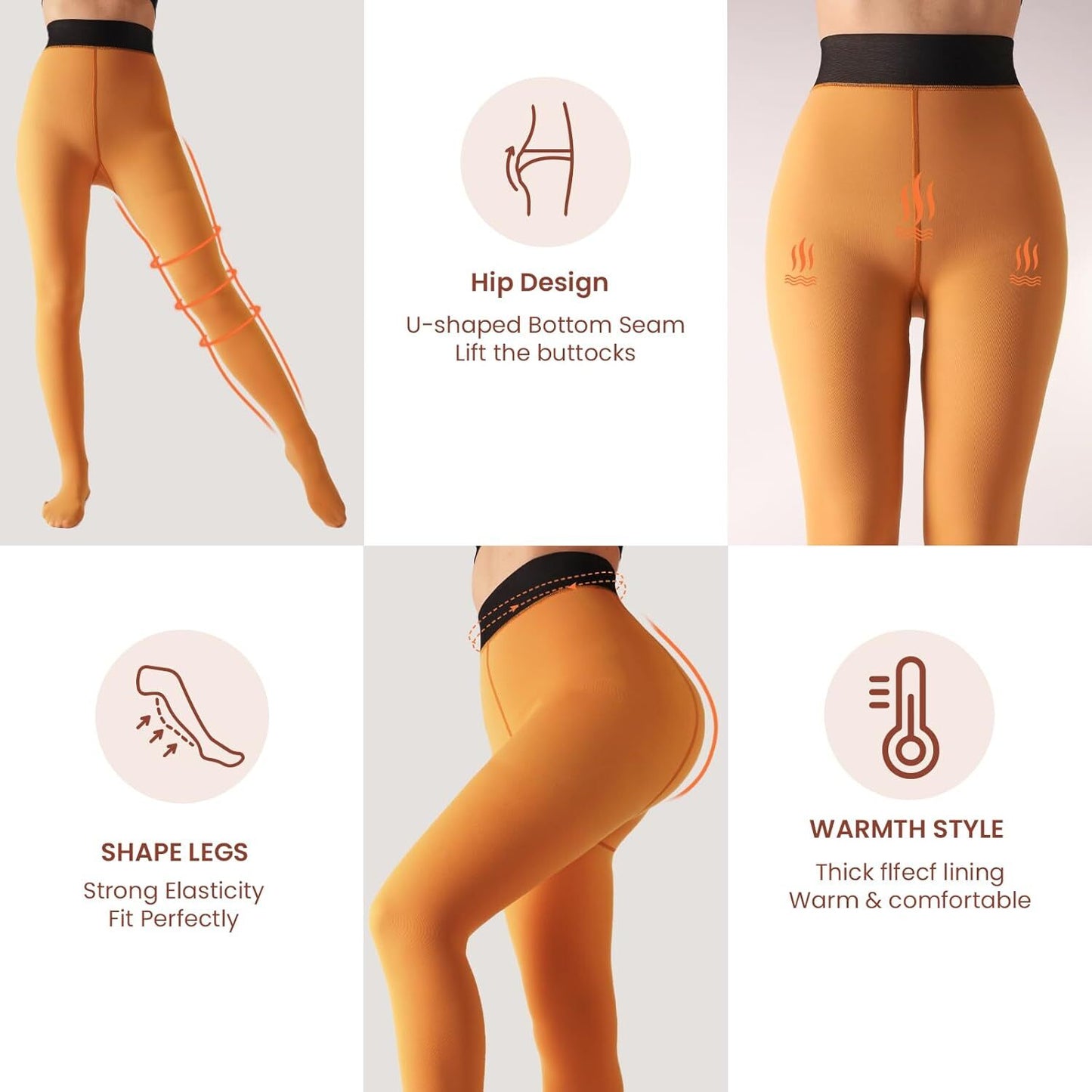 🔥Women's Fleece Lined Tights Fake Translucent Warm Thermal Pantyhose Sheer Thick Leggings Under Dress for Winter with Plush Inner Layer,High quality Tights,Soft and Breathable,5 Colours,Normal and Plus size