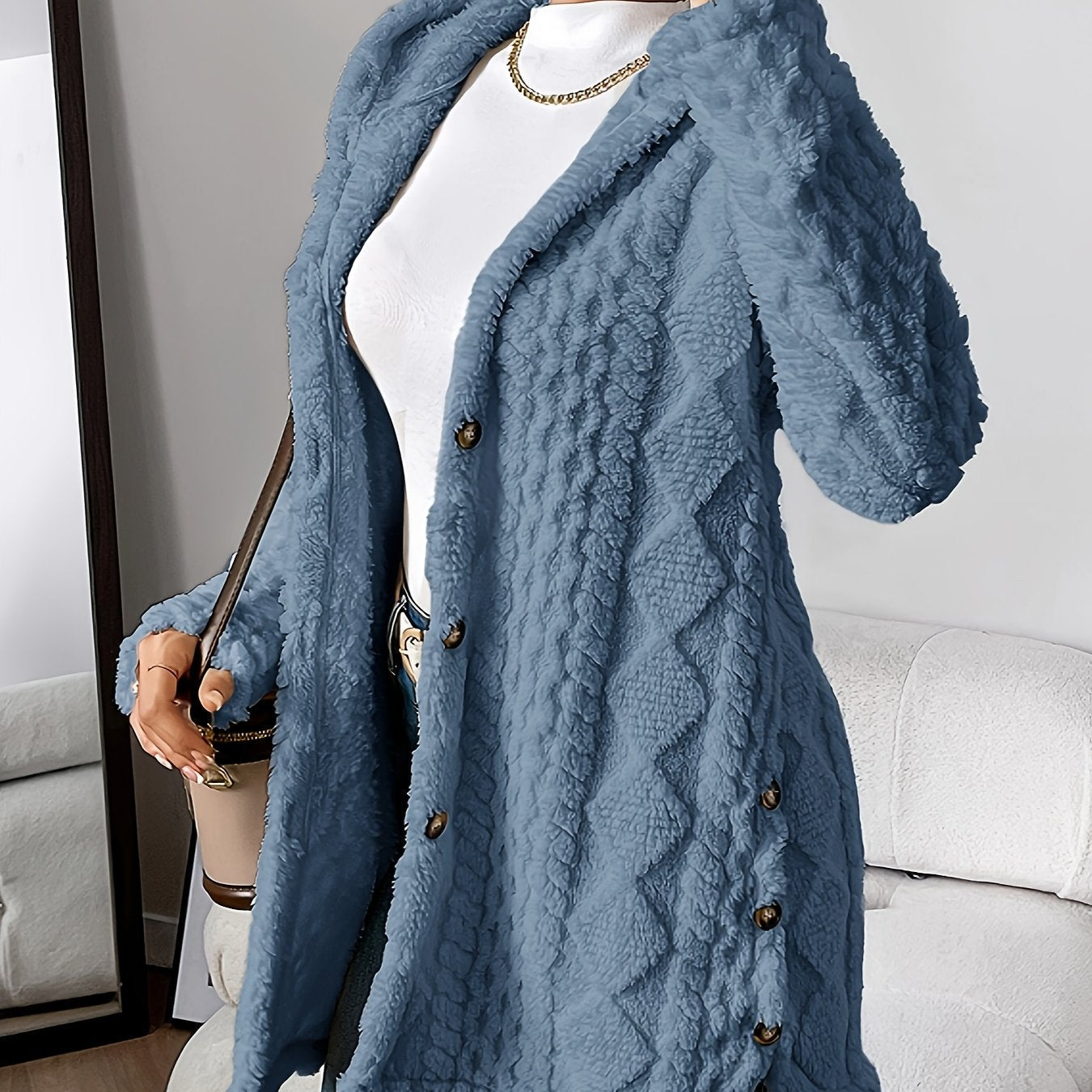Rowena™ | Plush Hooded Cardigan Coat