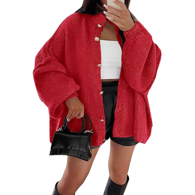 Women's Solid Color Button Cable Knit Cardigan, Casual Long Sleeve Open Front Outerwear for Fall & Winter, Women's Knit Clothing for Daily Wear