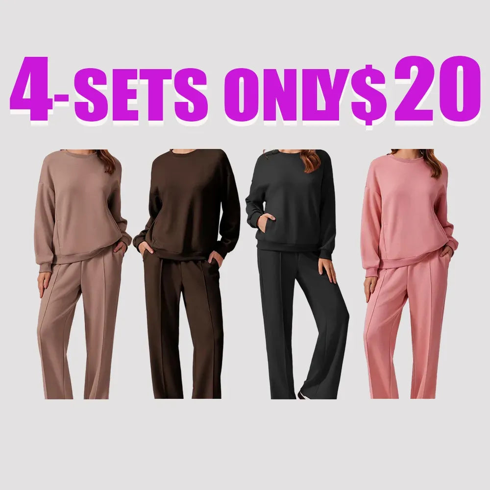 2-Piece Sweatshirt & Pants Set – Comfy Travel or Home Outfit