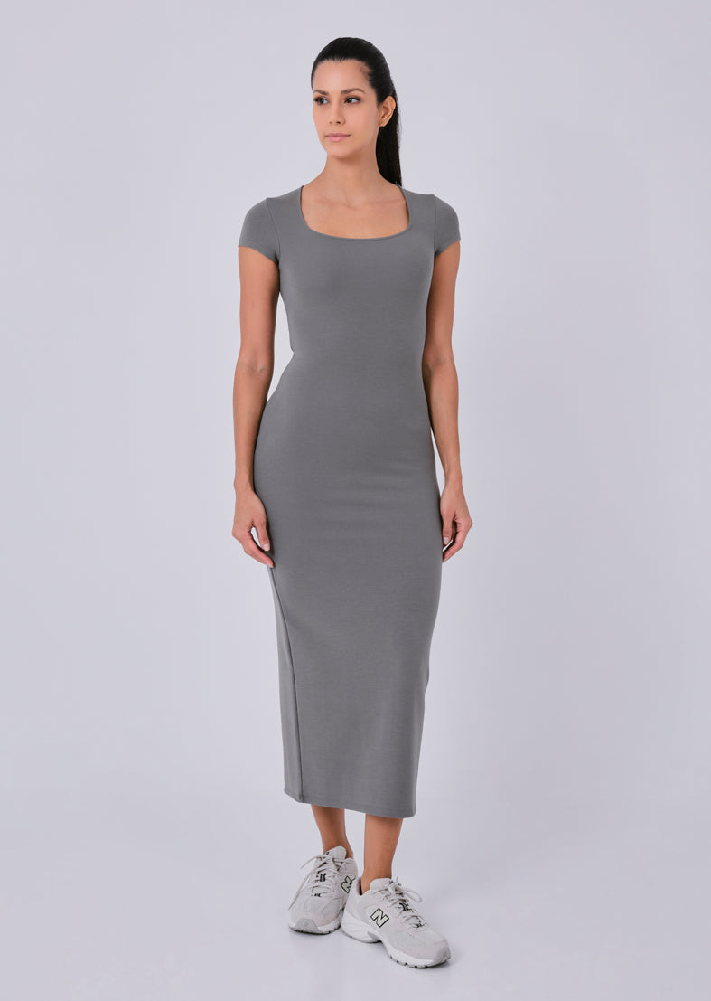 Women's Short Sleeve Dress Pebble Grey
