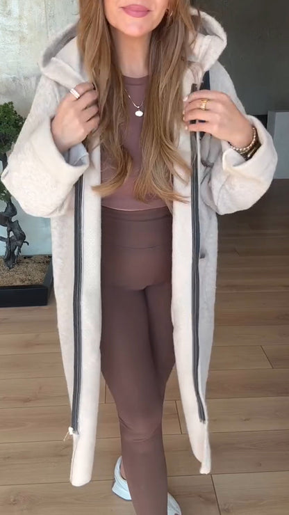 Women Hooded Drawstring Casual Coat