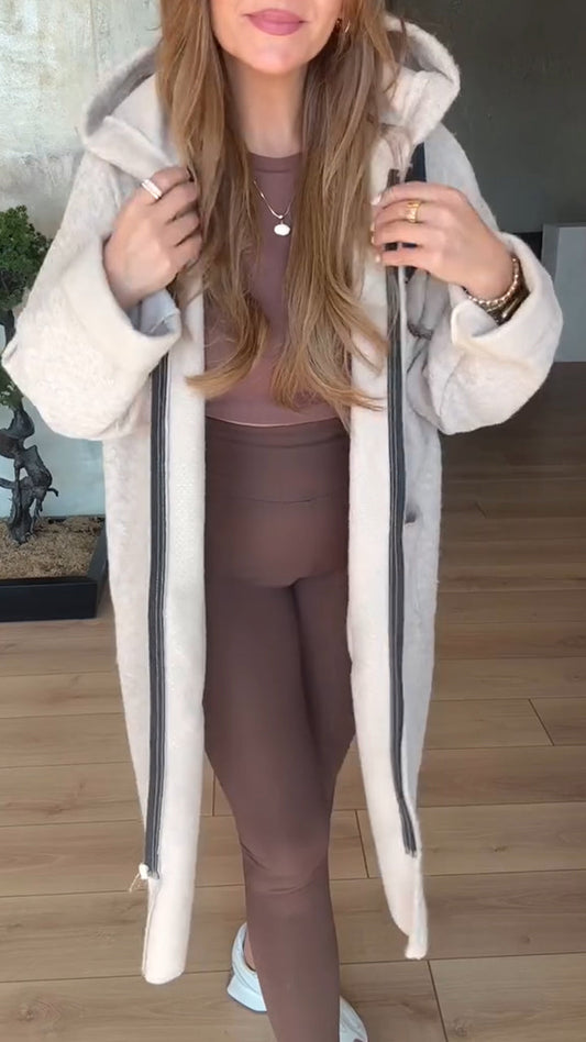 Women Hooded Drawstring Casual Coat