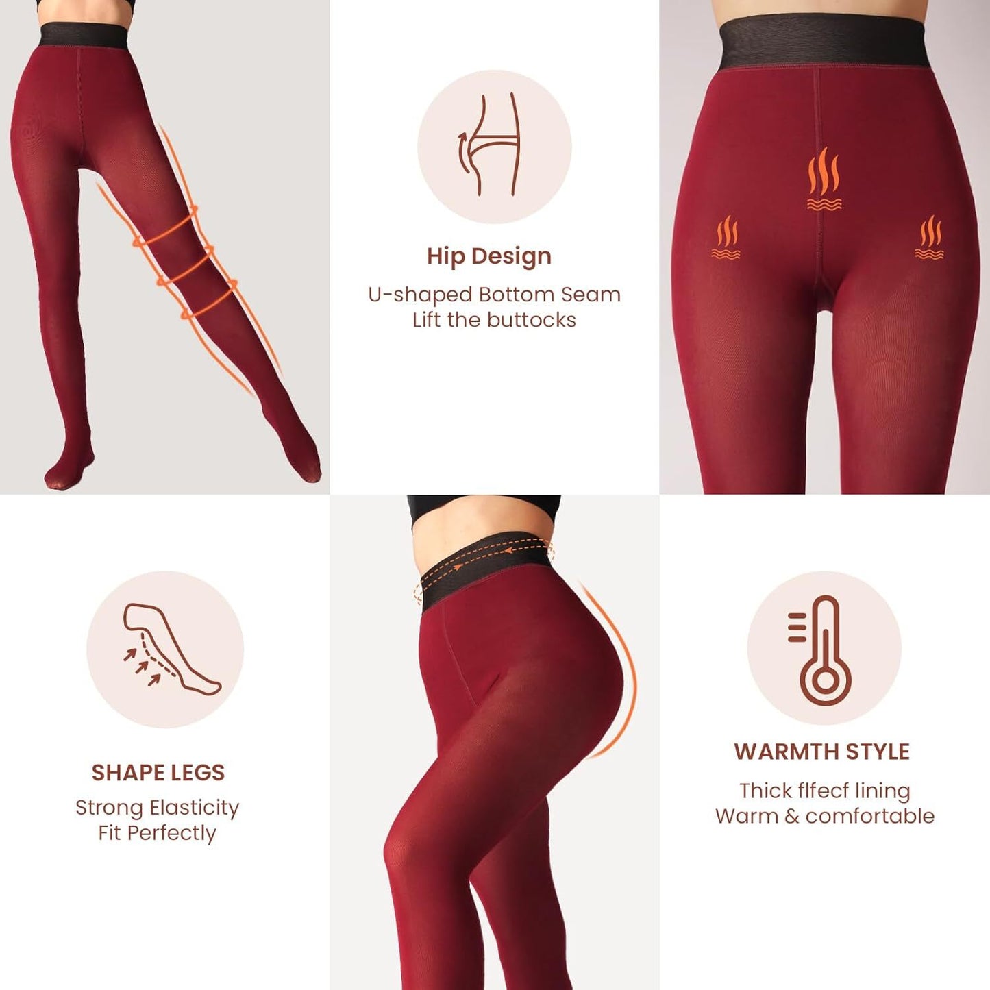 🔥Women's Fleece Lined Tights Fake Translucent Warm Thermal Pantyhose Sheer Thick Leggings Under Dress for Winter with Plush Inner Layer,High quality Tights,Soft and Breathable,5 Colours,Normal and Plus size