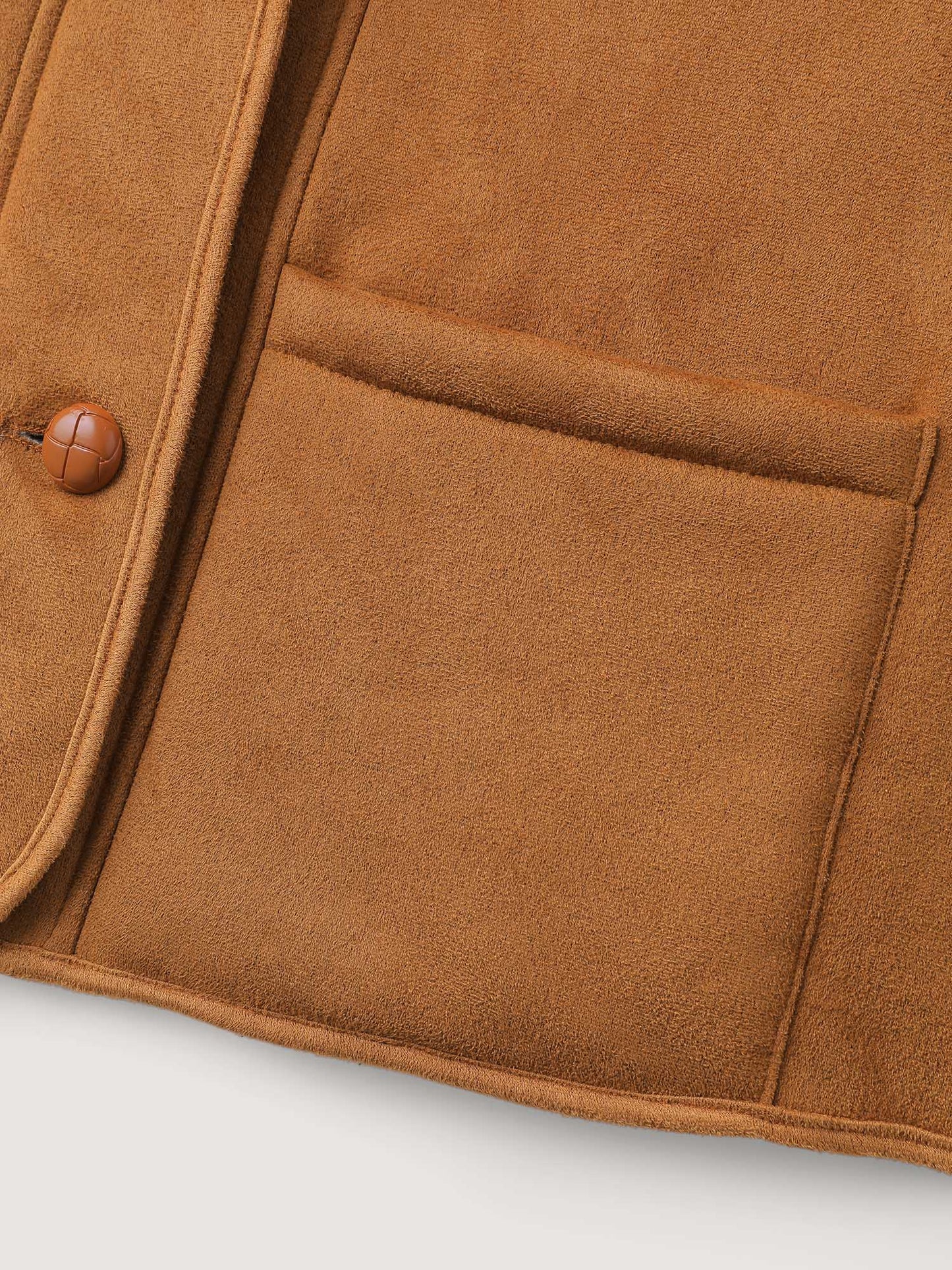 Fluffy Contrast Buttons Quilted Jacket