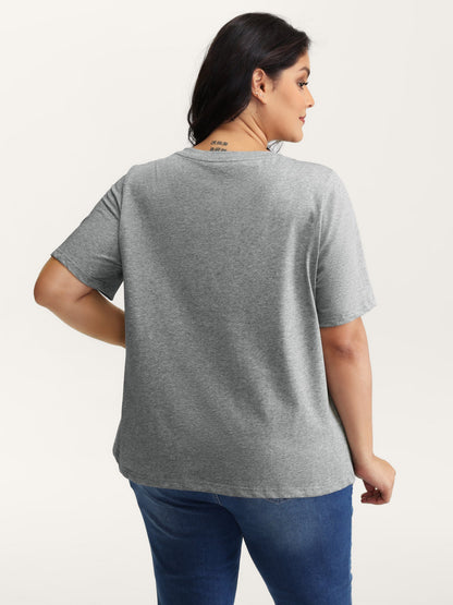 Stretchy V-Neck Solid T-Shirt