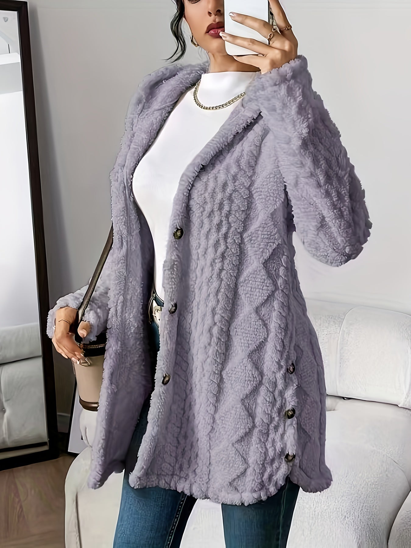 Rowena™ | Plush Hooded Cardigan Coat