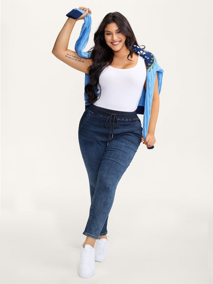 Stretch Pull-On Drawstring Skinny-Fit Jeans