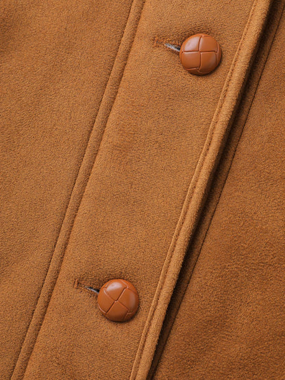 Fluffy Contrast Buttons Quilted Jacket