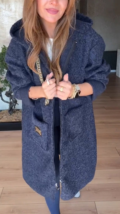 Women Hooded Drawstring Casual Coat