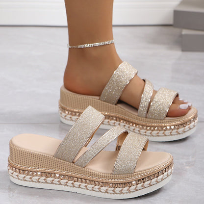 Women's Silver Zipper Hollow Fashion Sandals