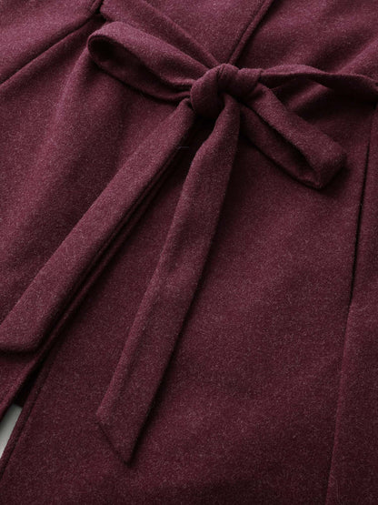 Detachable Fur Collar Waist-Tie Jacket