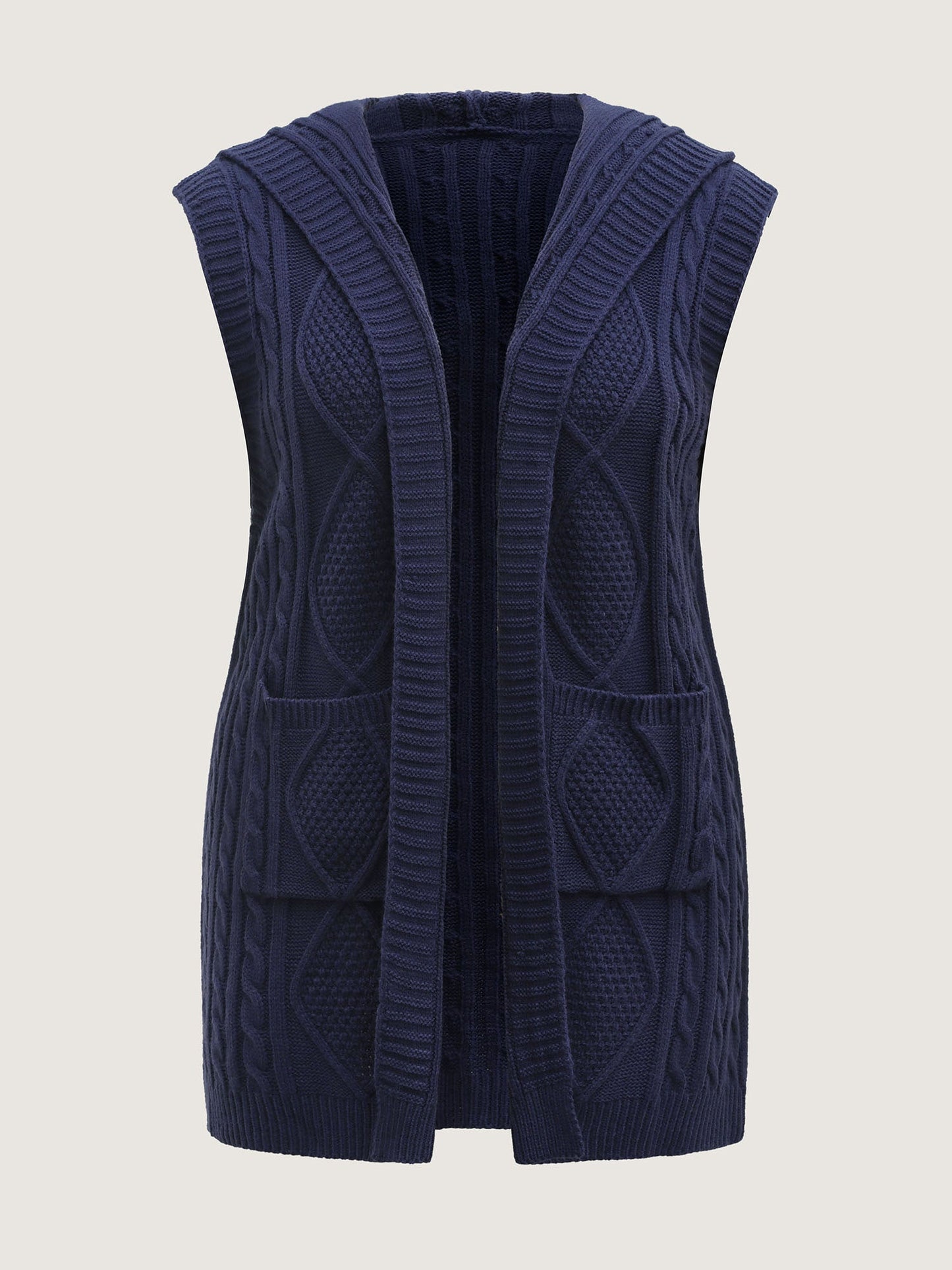 Twisted Hooded Sleeveless Knit Cardigan