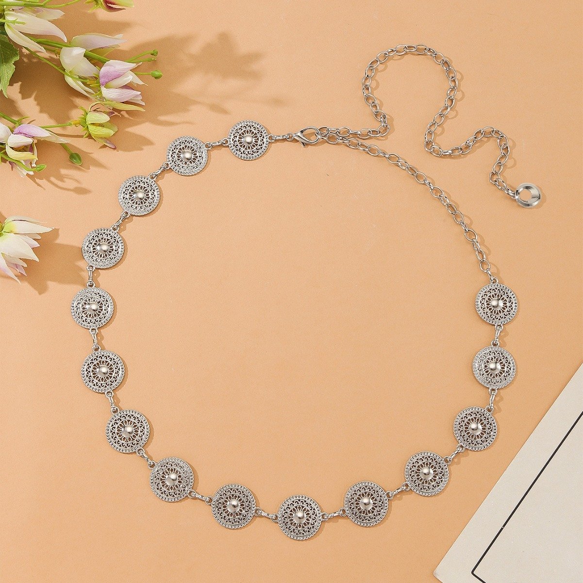 Women's Waist Chain Retro Turquoise Waist Chain Boho Metal Waist Chain Clothing Accessories Body Chain