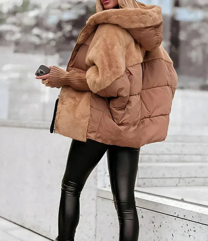 2025 autumn and winter women's down jacket, loose new stitching down cotton-padded jacket coat, HOT