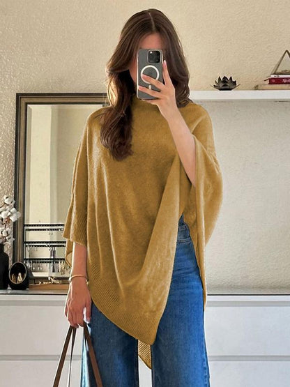 Women's Plain Loose Elegant Fashion Sweater Shawl, Fall & Winter Moderate Fabric Knit Wrap, Stylish Versatile Accessory for Ladies