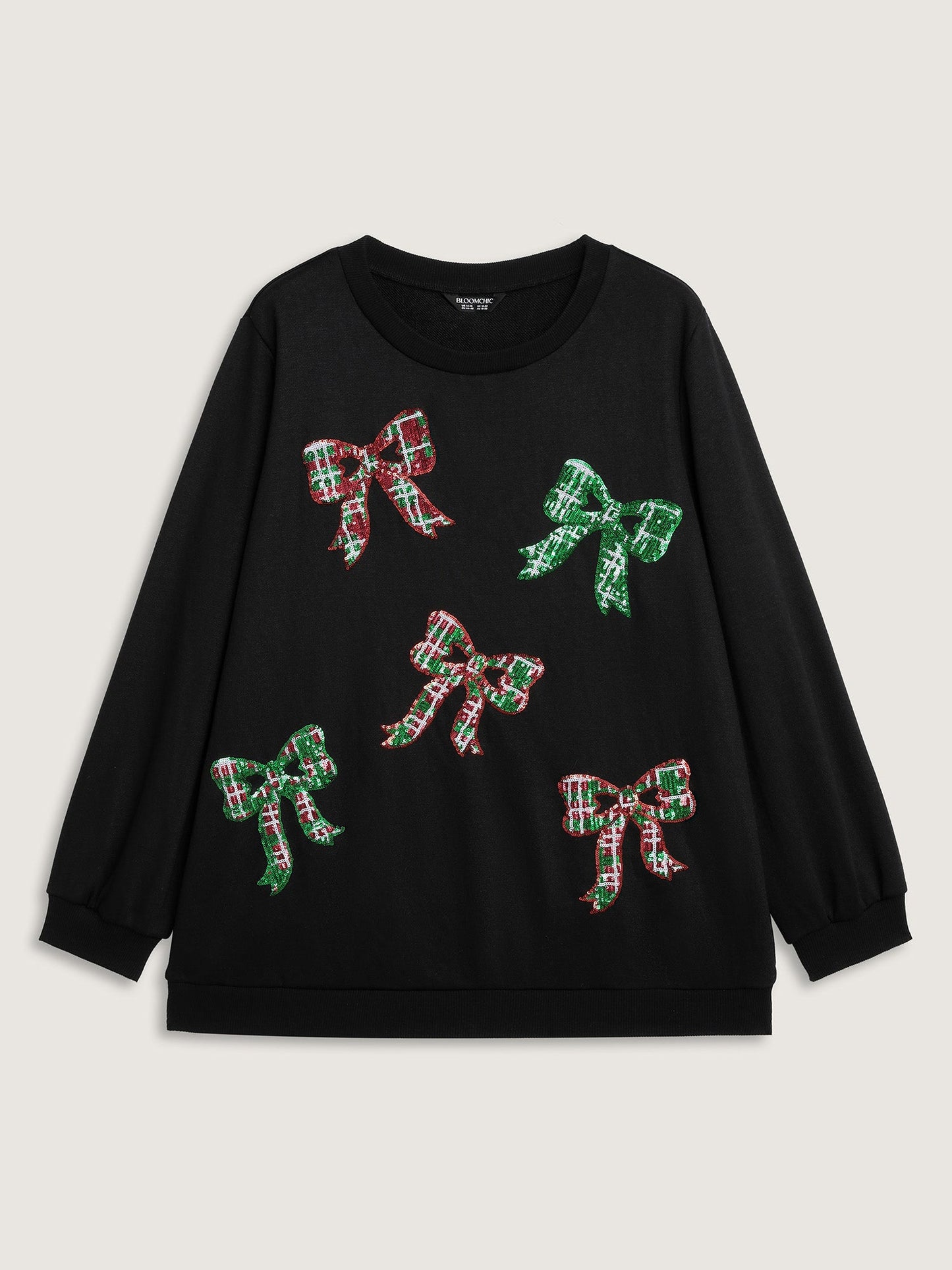 Bow Sequin Embroidery Sweathshirt