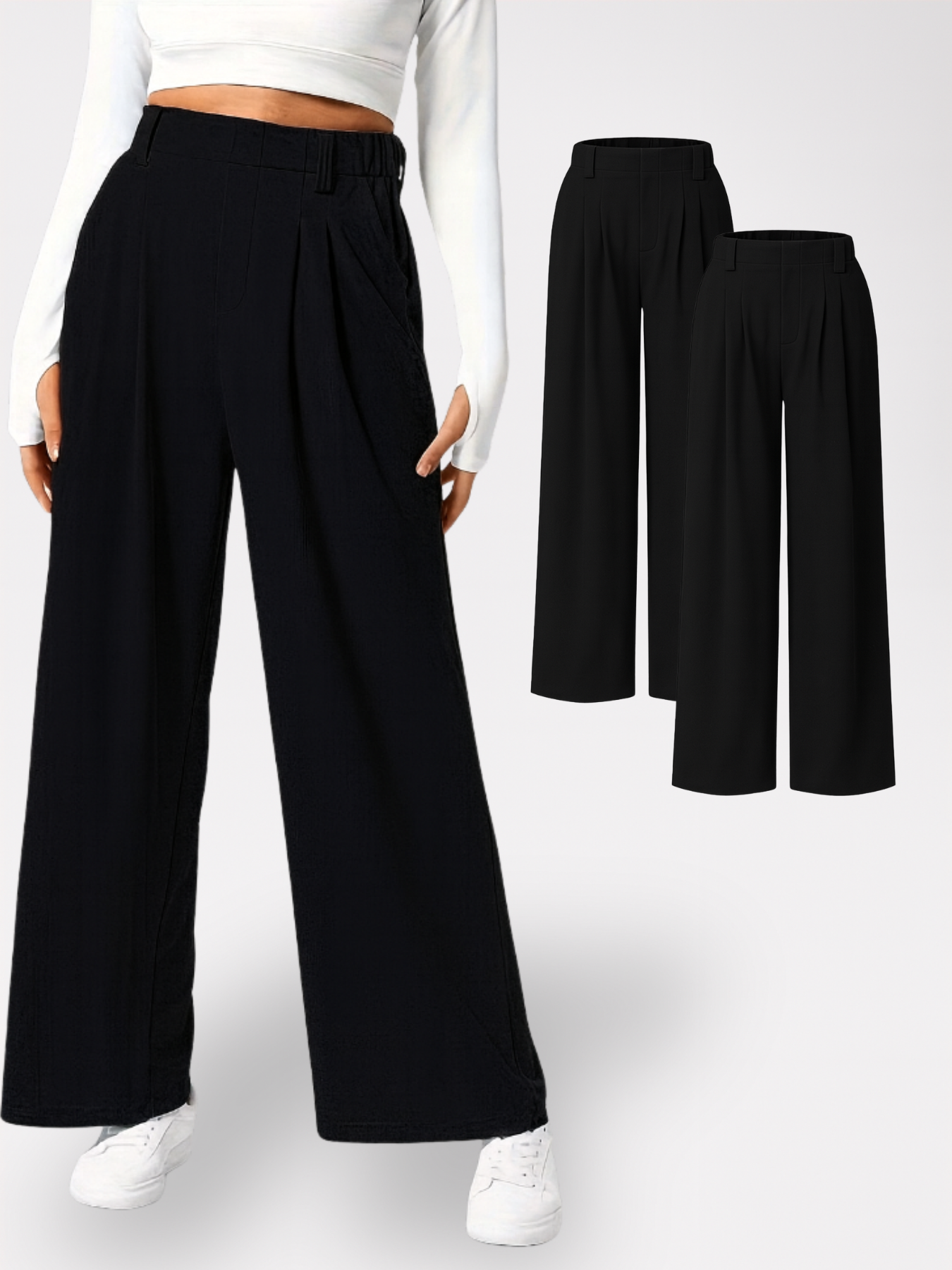 Homeclo® |  2 Pieces wide-Leg Trousers With Pockets