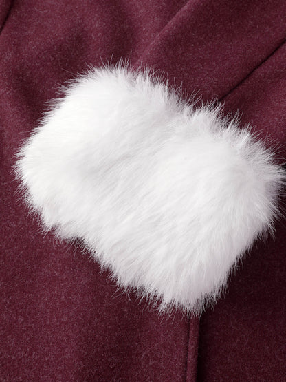 Detachable Fur Collar Waist-Tie Jacket