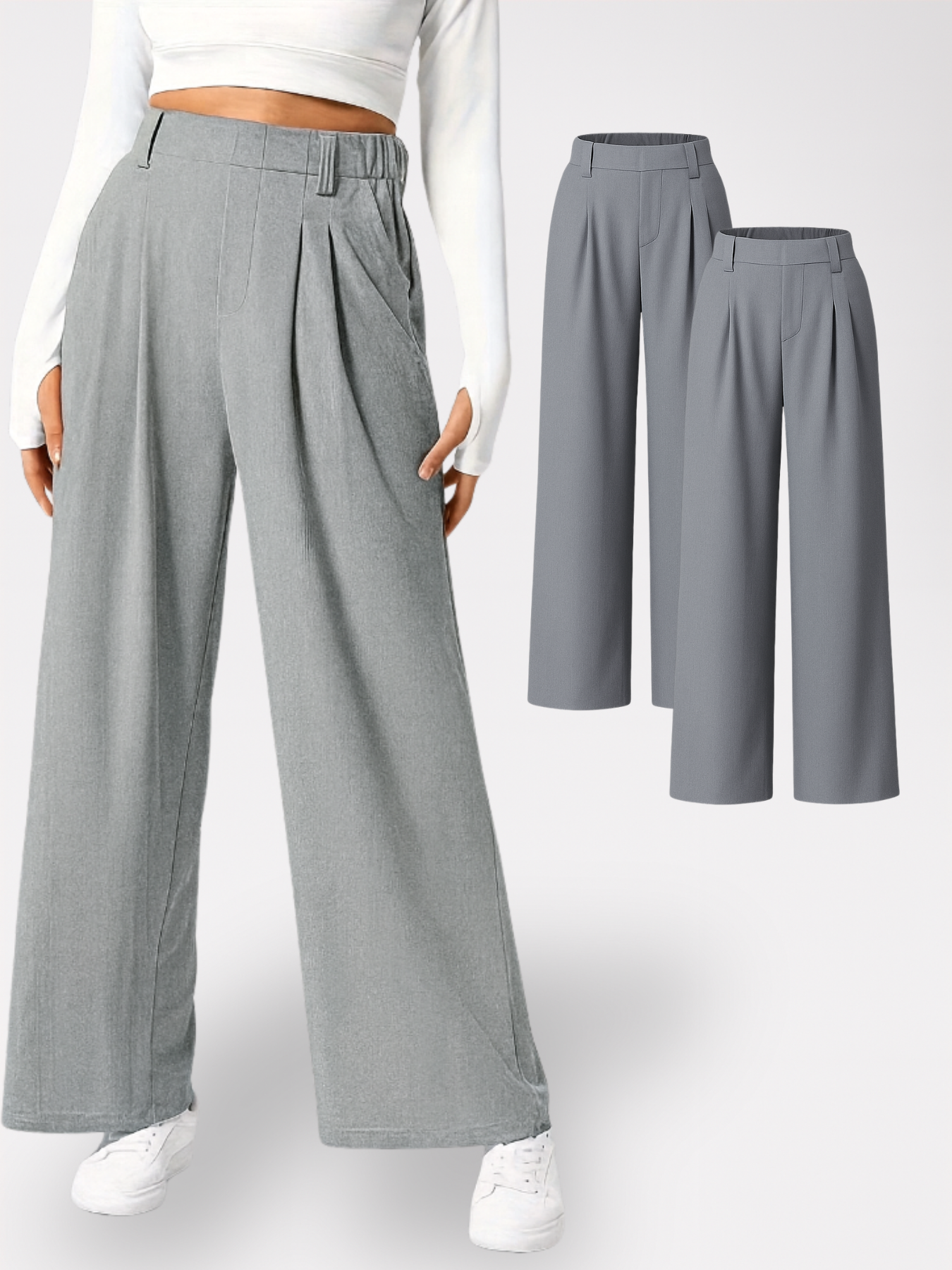 Homeclo® |  2 Pieces wide-Leg Trousers With Pockets