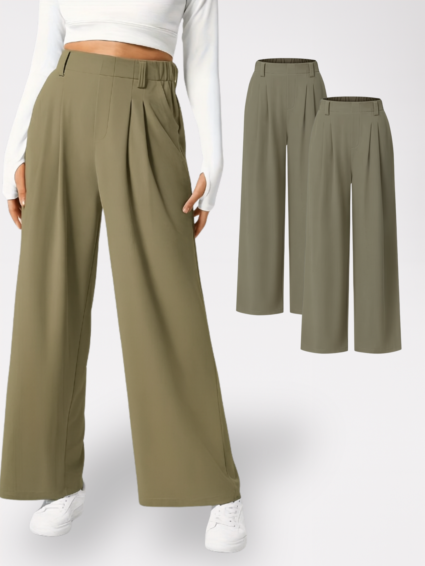 Homeclo® |  2 Pieces wide-Leg Trousers With Pockets