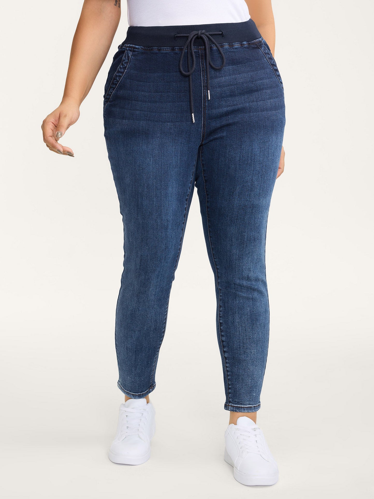 Stretch Pull-On Drawstring Skinny-Fit Jeans
