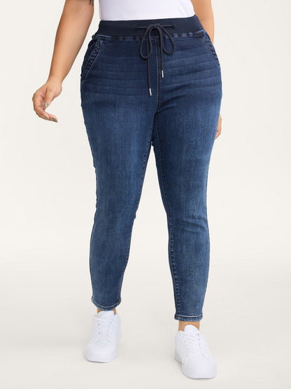 Stretch Pull-On Drawstring Skinny-Fit Jeans