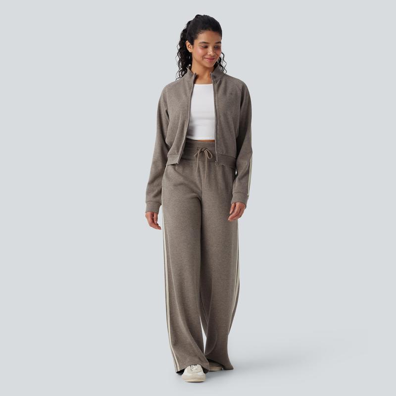 Ribbed SoCinched High Waisted Tummy Control Drawstring Wide Leg Color Block Casual Pants with Side Pockets