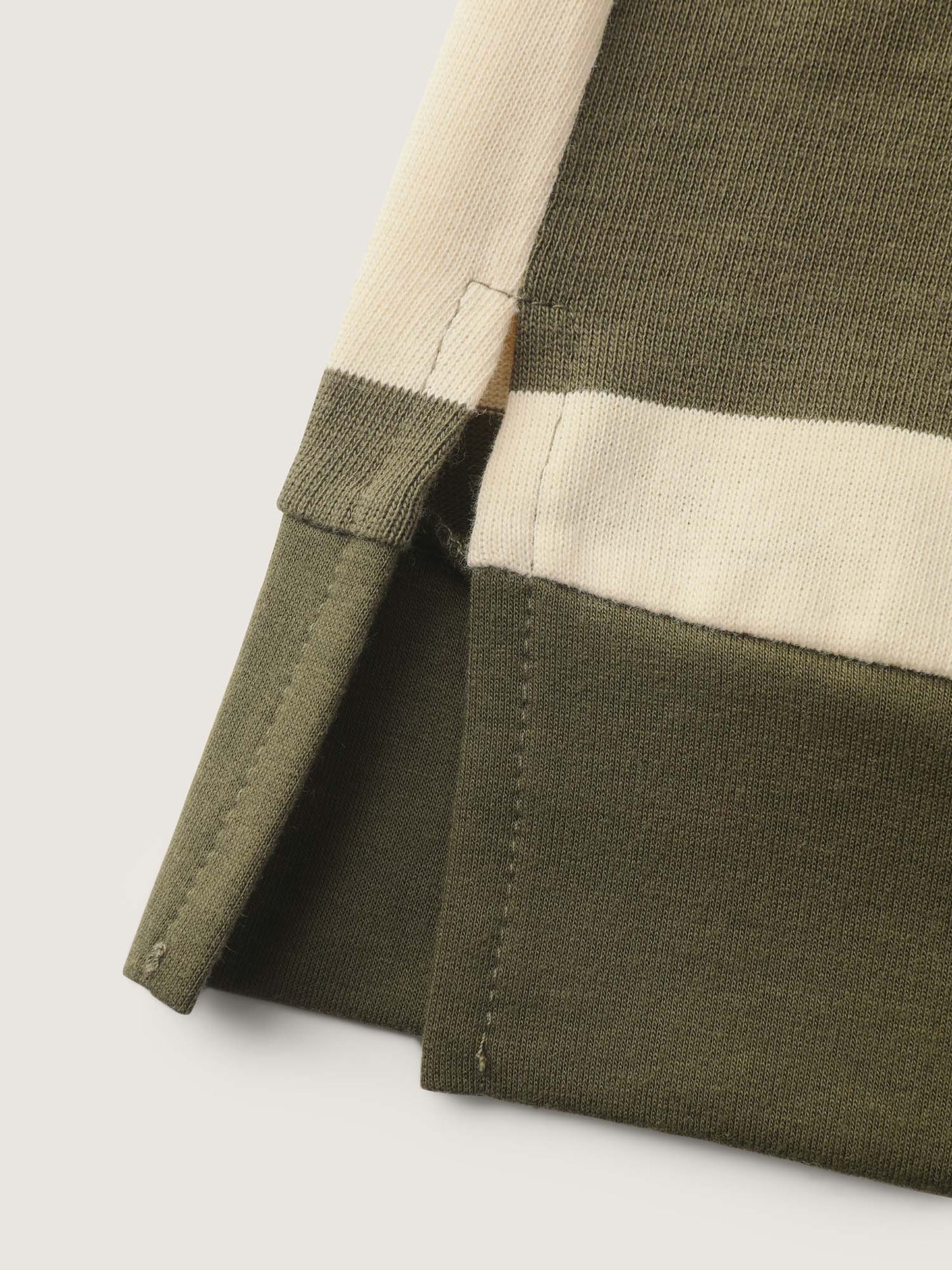 Pure Cotton Stripe Polo Collar Sweatshirt