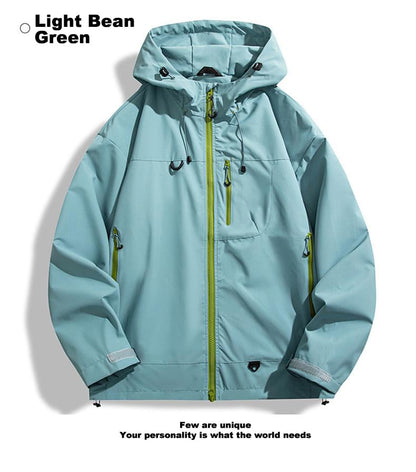 New Outdoor Hooded Couples' Mountain Climbing Jacket, Spring & Autumn Windproof Waterproof Breathable Stylish Plain Jacket, Hiking Jacket