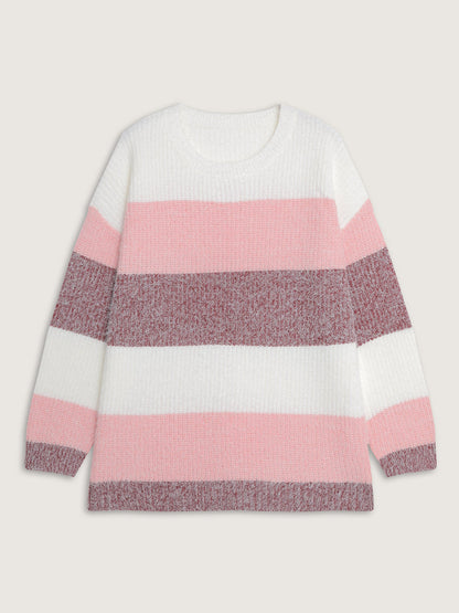 Colorblock Faux Mink Fur Pullover