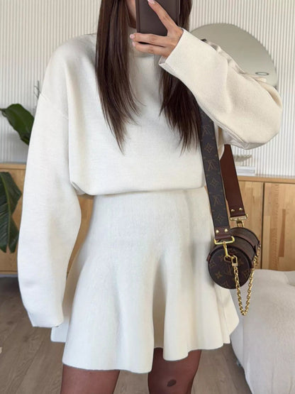 Round Neck Long Sleeve Mini Sweater Dress