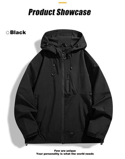 New Outdoor Hooded Couples' Mountain Climbing Jacket, Spring & Autumn Windproof Waterproof Breathable Stylish Plain Jacket, Hiking Jacket