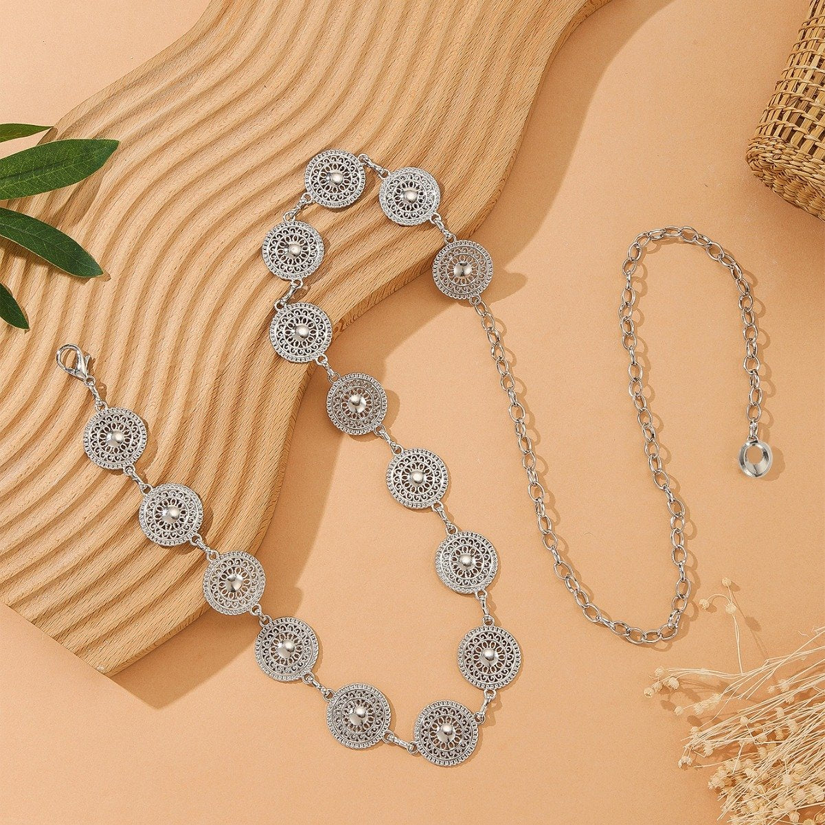 Women's Waist Chain Retro Turquoise Waist Chain Boho Metal Waist Chain Clothing Accessories Body Chain