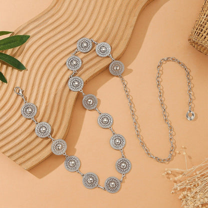 Women's Waist Chain Retro Turquoise Waist Chain Boho Metal Waist Chain Clothing Accessories Body Chain