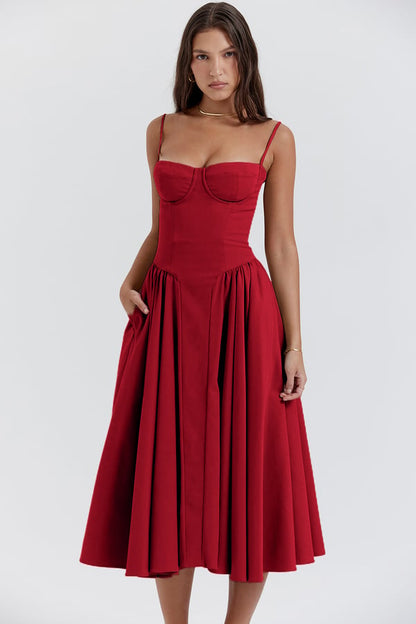 Nina | Sleeveless Corset Midi Dress