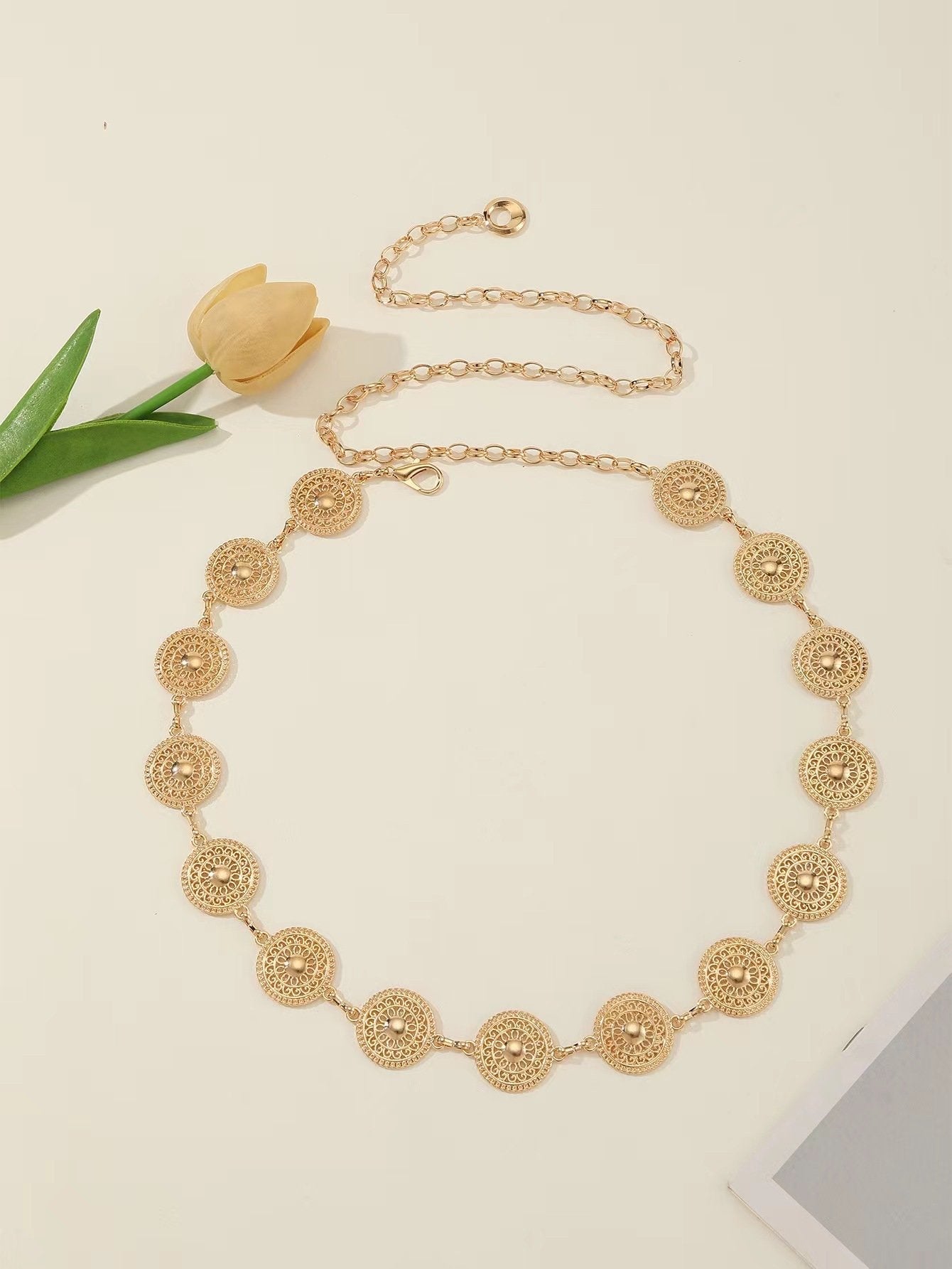 Women's Waist Chain Retro Turquoise Waist Chain Boho Metal Waist Chain Clothing Accessories Body Chain