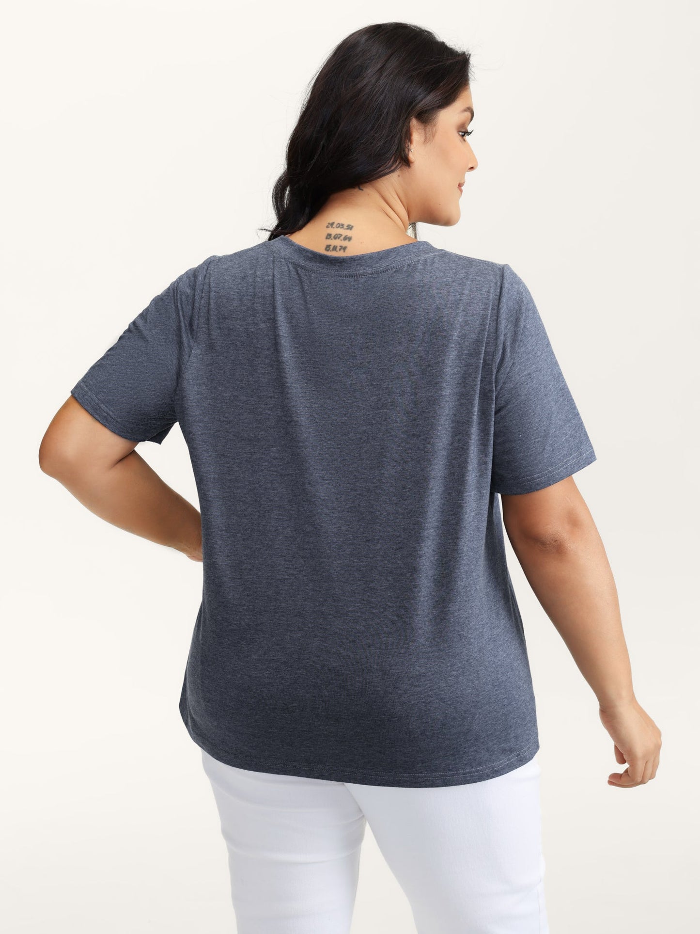 Stretchy Plain V-Neck T-Shirt