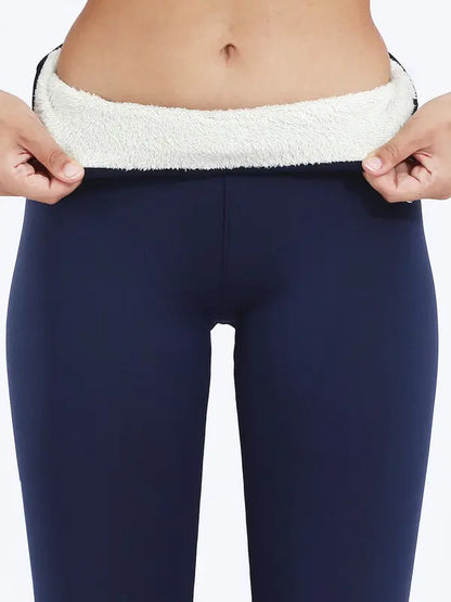 Women's Solid High Waist Thermal Lined Leggings, Casual Comfy Skinny Pants for Daily Outdoor Wear, Women Bottoms for Fall & Winter, Womenswear