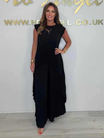 Pleated High Low Top & Trouser Two Piece Set