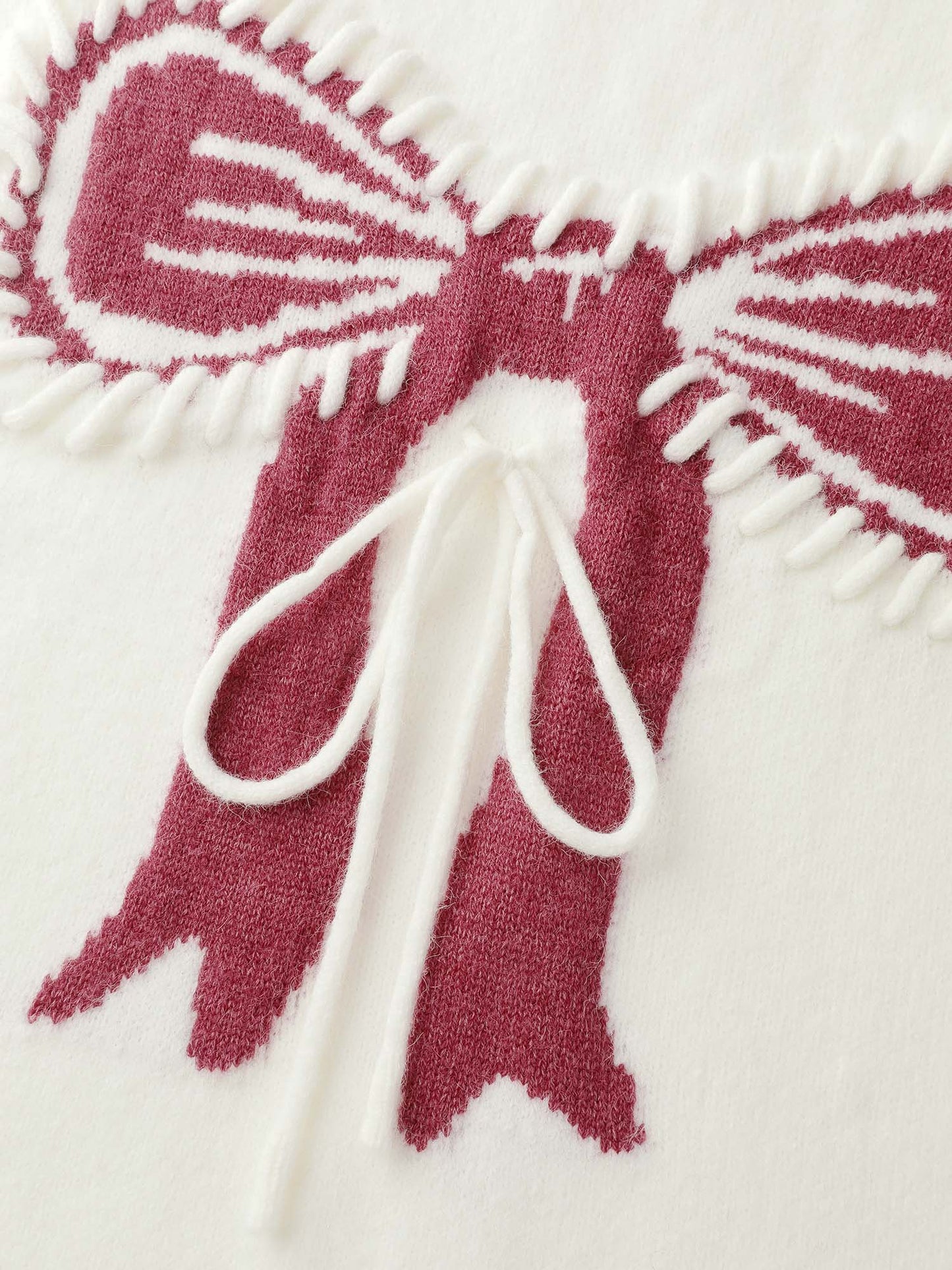 Jacquard Bow Hand-Threaded Pullover