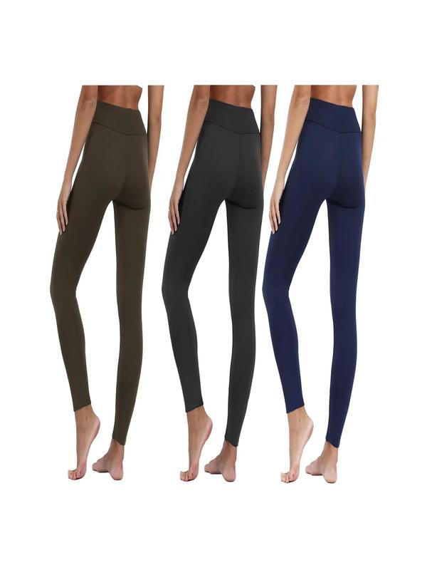 Women's Solid High Waist Thermal Lined Leggings, Casual Comfy Skinny Pants for Daily Outdoor Wear, Women Bottoms for Fall & Winter, Womenswear