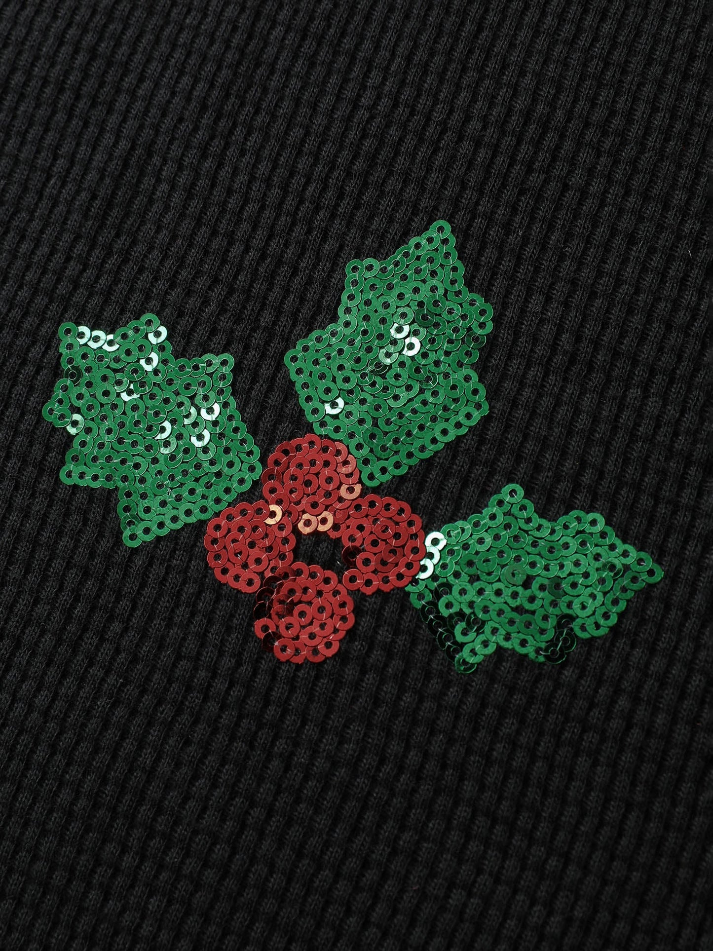 Holiday Elements Sequin Embroidery Textured Sweatshirt