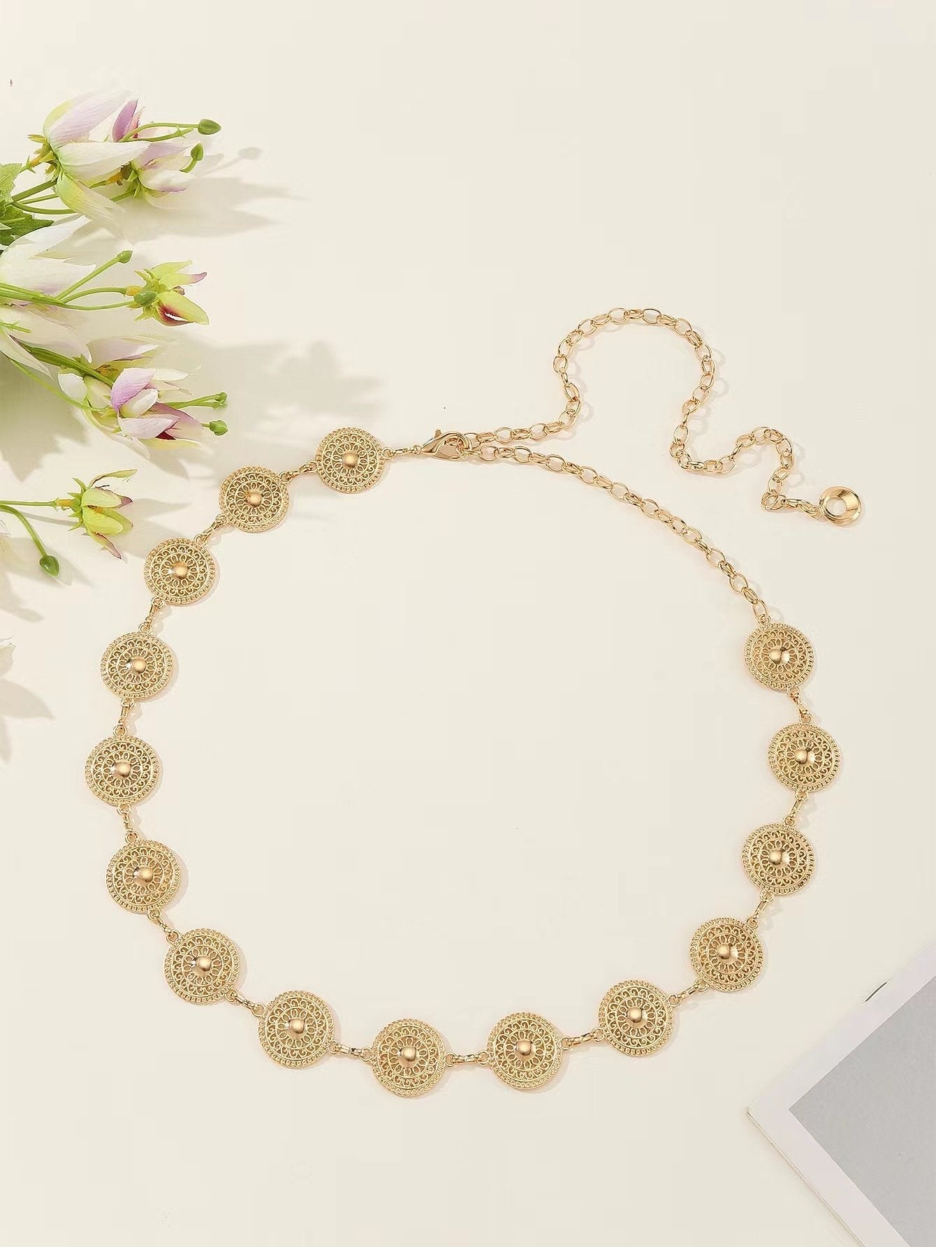 Women's Waist Chain Retro Turquoise Waist Chain Boho Metal Waist Chain Clothing Accessories Body Chain