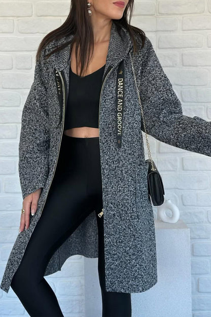 Women Hooded Drawstring Casual Coat