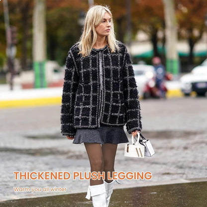 🔥Women's Fleece Lined Tights Fake Translucent Warm Thermal Pantyhose Sheer Thick Leggings Under Dress for Winter with Plush Inner Layer,High quality Tights,Soft and Breathable,5 Colours,Normal and Plus size