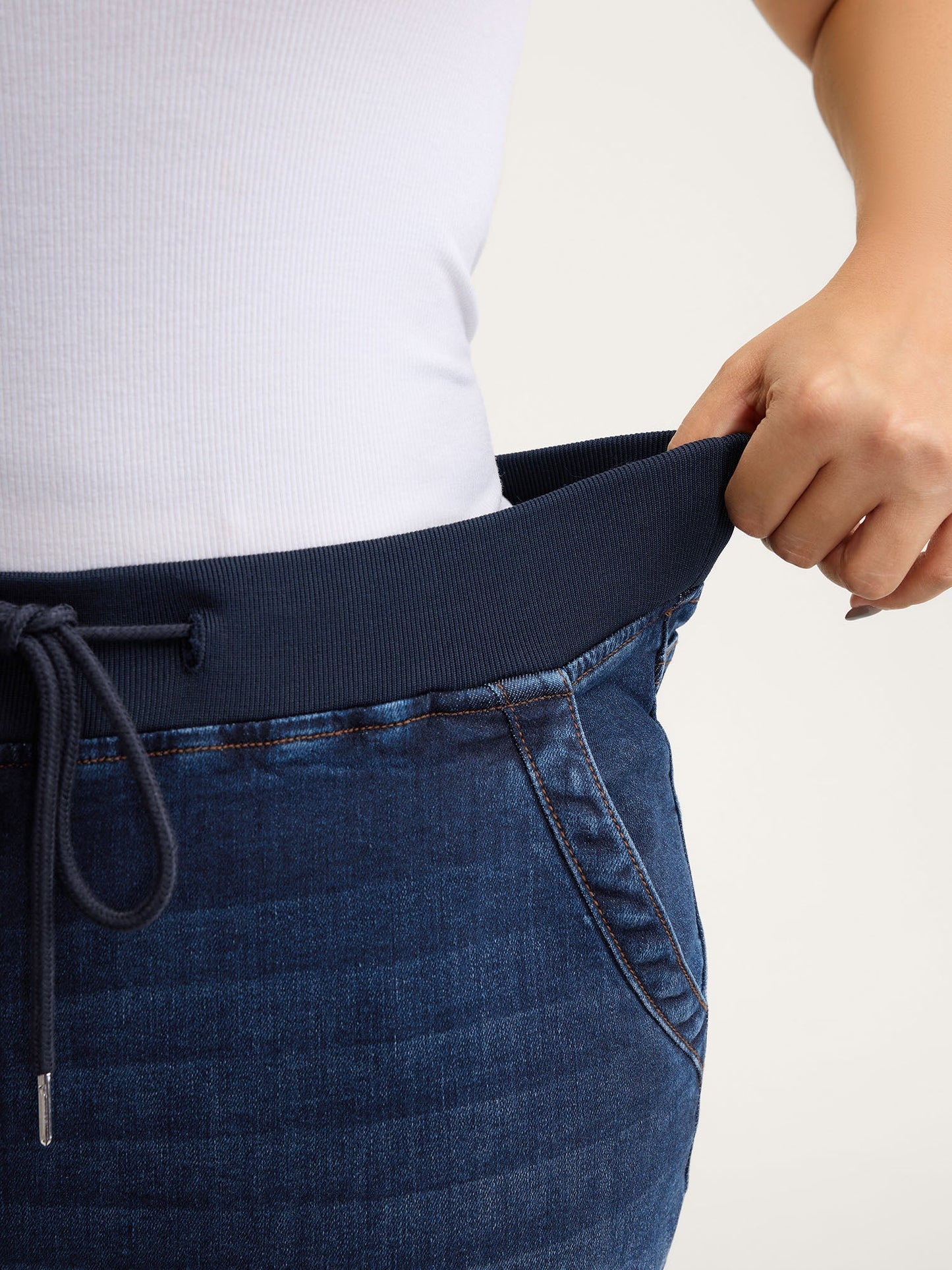 Stretch Pull-On Drawstring Skinny-Fit Jeans