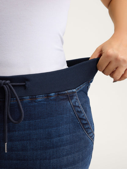 Stretch Pull-On Drawstring Skinny-Fit Jeans