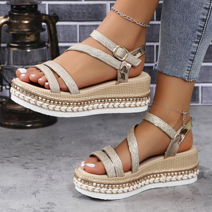 Women's Silver Zipper Hollow Fashion Sandals