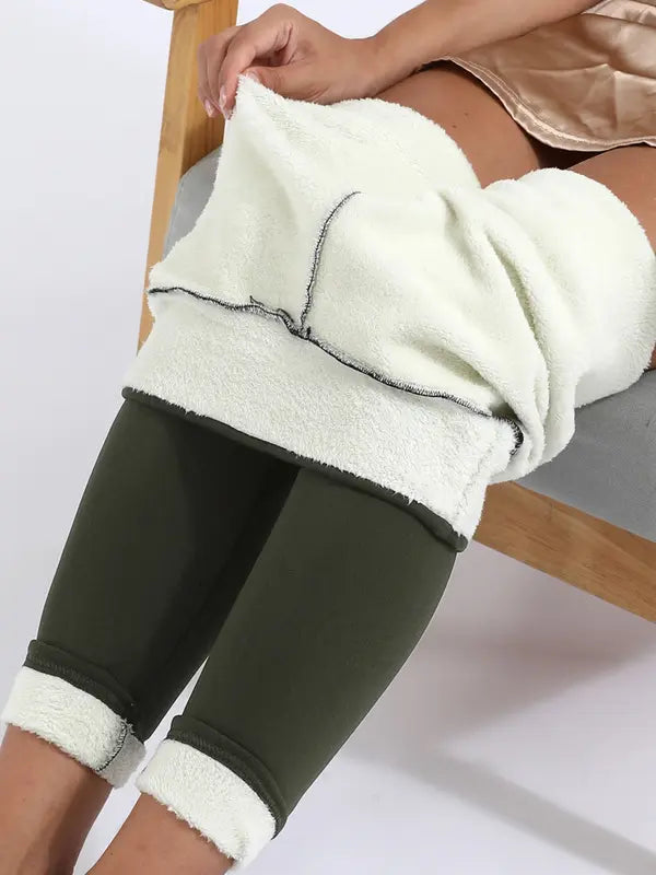 Women's Solid High Waist Thermal Lined Leggings, Casual Comfy Skinny Pants for Daily Outdoor Wear, Women Bottoms for Fall & Winter, Womenswear